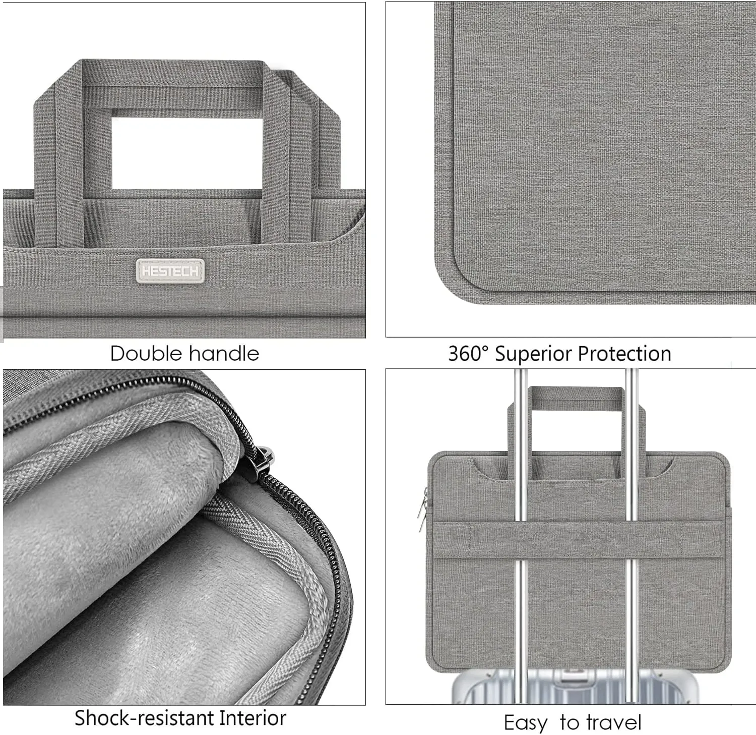 HESTECH 17 Inch Laptop Sleeve Shoulder Bag compatible with Apple MacBook Pro and more, Gray