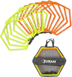 Hex Agility Rings for Speed Training & Agility Footwork Training Speed Hurdles Ladder with Carrying Bag (12 Rings)