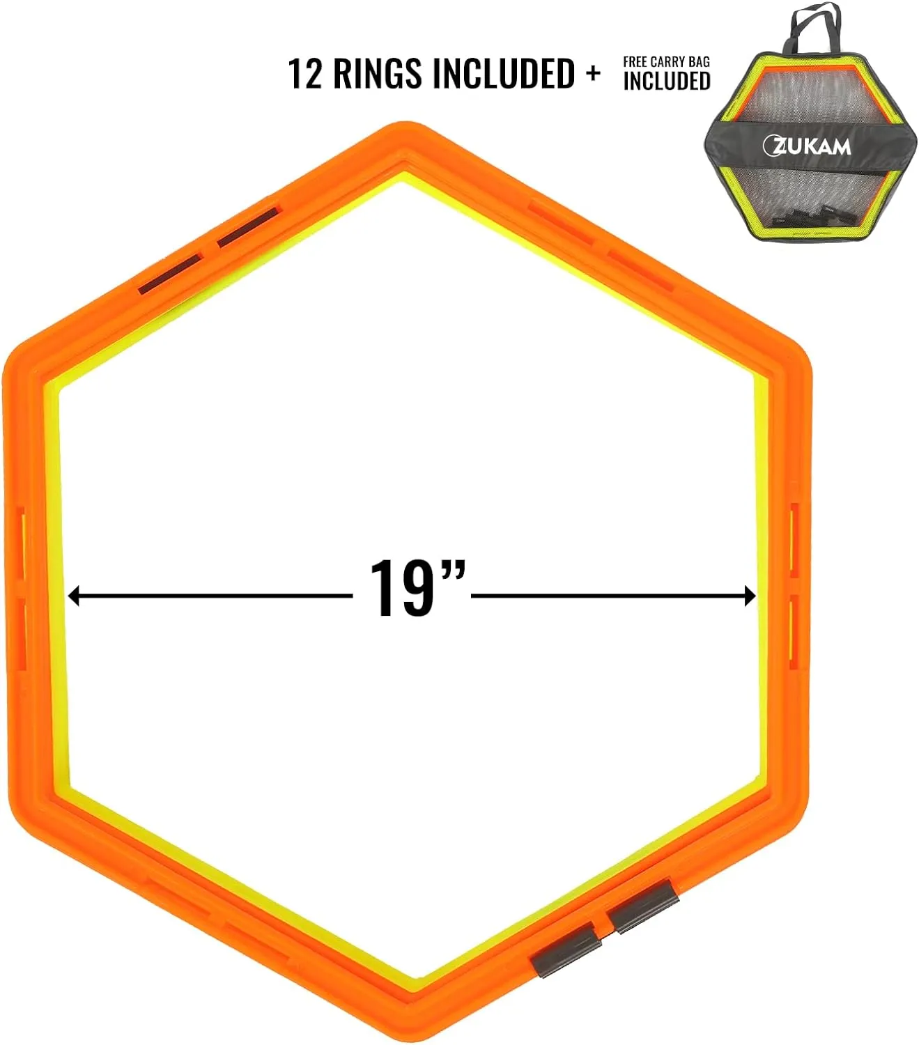 Hex Agility Rings for Speed Training & Agility Footwork Training Speed Hurdles Ladder with Carrying Bag (12 Rings)