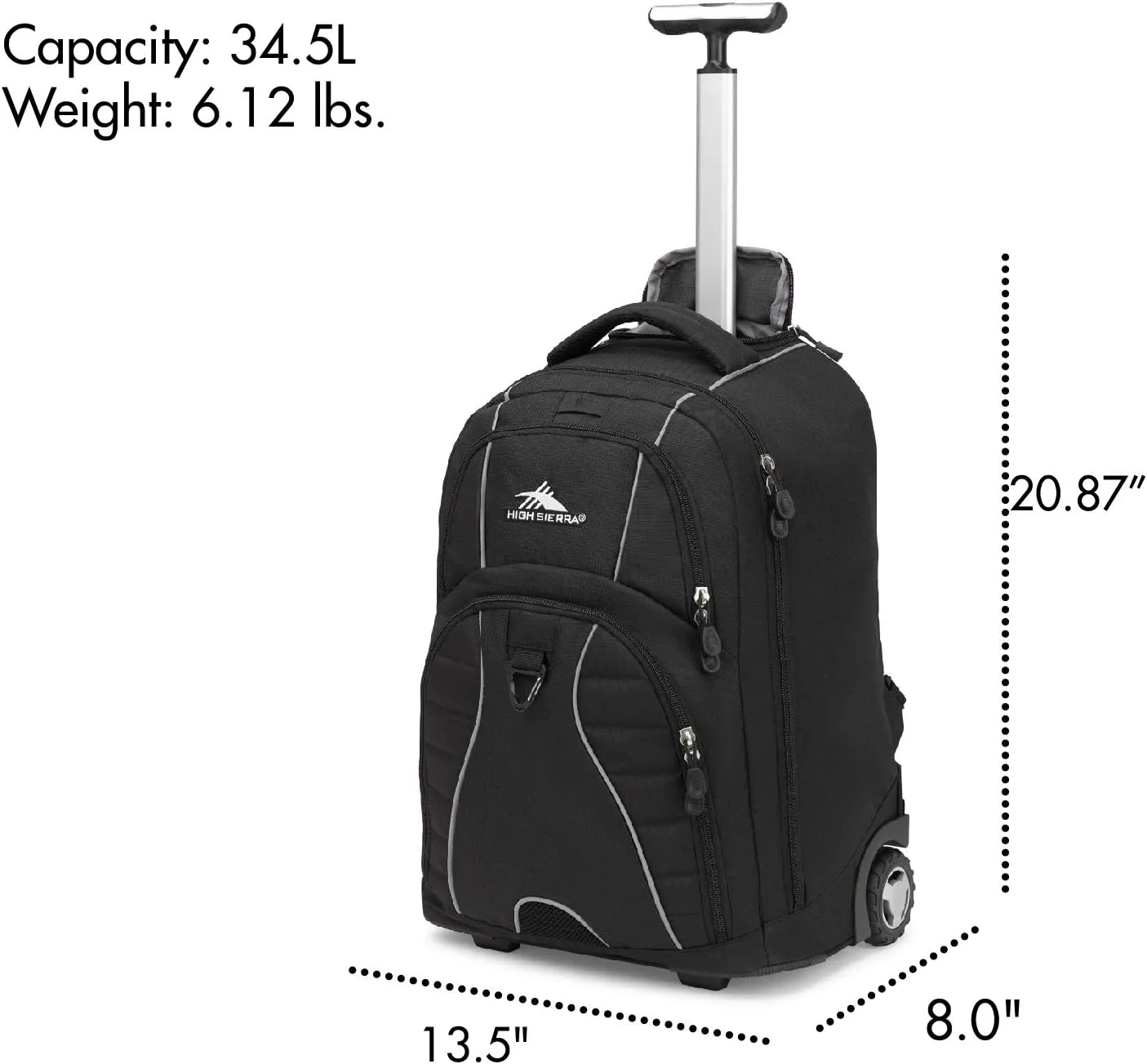 High Sierra Freewheel Wheeled Laptop Backpack, Black, One Size