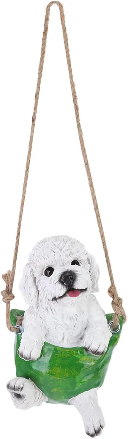 High Simulation Garden Swing Dog Figurine, Sturdy Outdoor Lawn Decoration Craft with Paint, Ideal for Gardens, Parks, and Scenic Spots