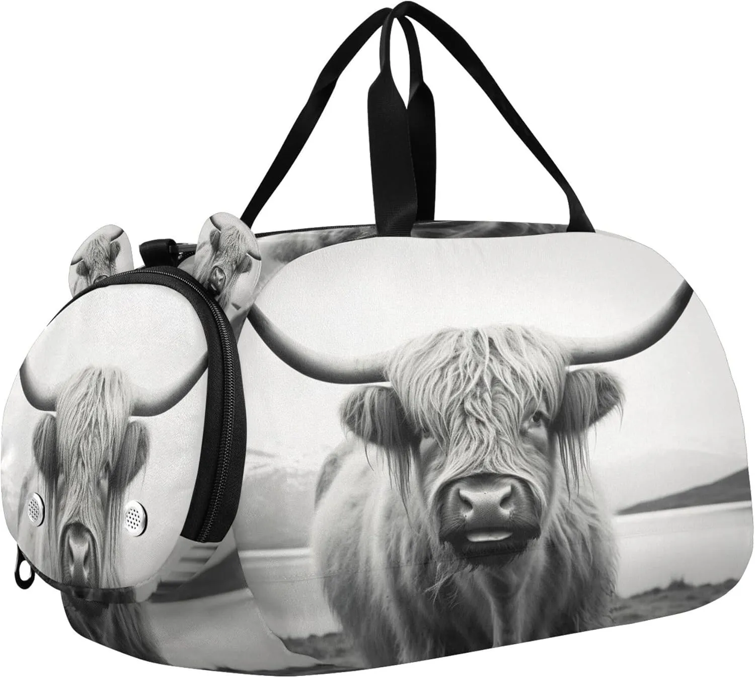 Highland Cow Youth Sports & Travel Duffle Bag with Shoe Compartment,Waterproof Gym Bag for Girls and Boys (Overnight Essentials Organizer)