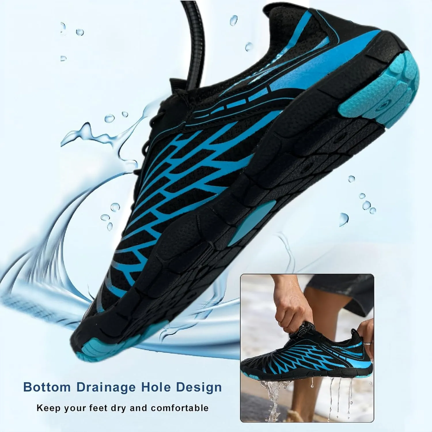 Hike Barefoot Shoes for Women Men with Wide Toe Box, Healthy & Non-Slip Breathable Barefoot Water Shoes Beach Pool Aqua Swim Surf Hiking Walking Shoes