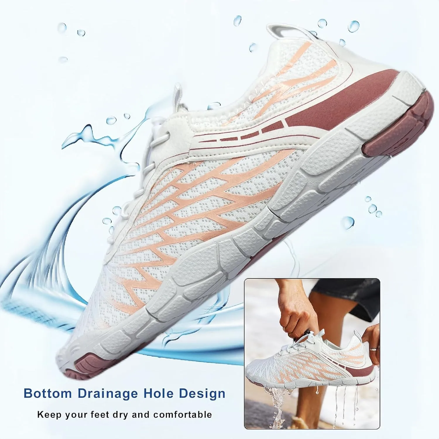 Hike Barefoot Shoes for Women Men with Wide Toe Box, Healthy & Non-Slip Breathable Barefoot Water Shoes Beach Pool Aqua Swim Surf Hiking Walking Shoes