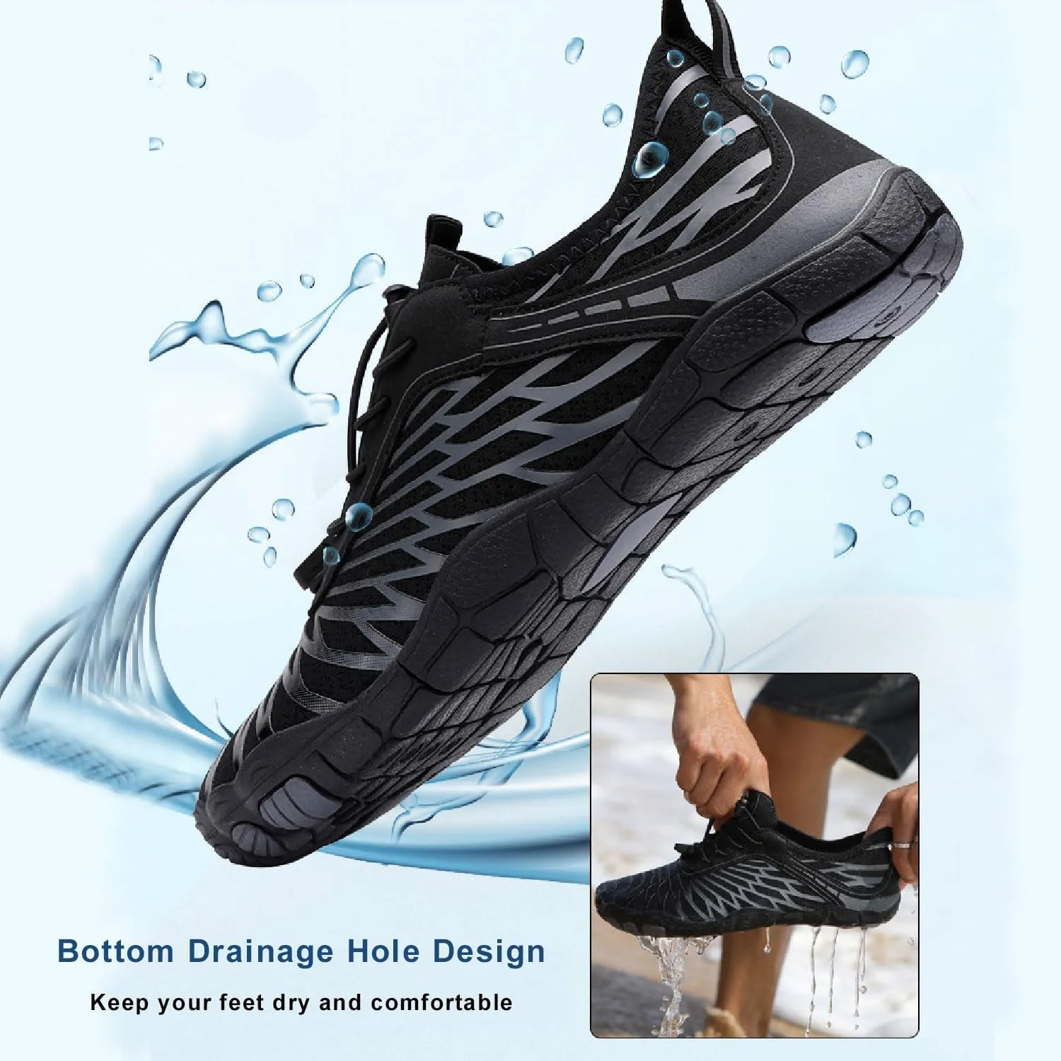 Hike Barefoot Shoes for Women Men with Wide Toe Box, Healthy & Non-Slip Breathable Barefoot Water Shoes Beach Pool Aqua Swim Surf Hiking Walking Shoes