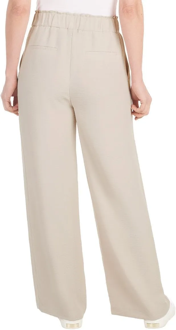 Hilary Radley Women's Wide Leg Crinkle Pants with Elasticwaistband