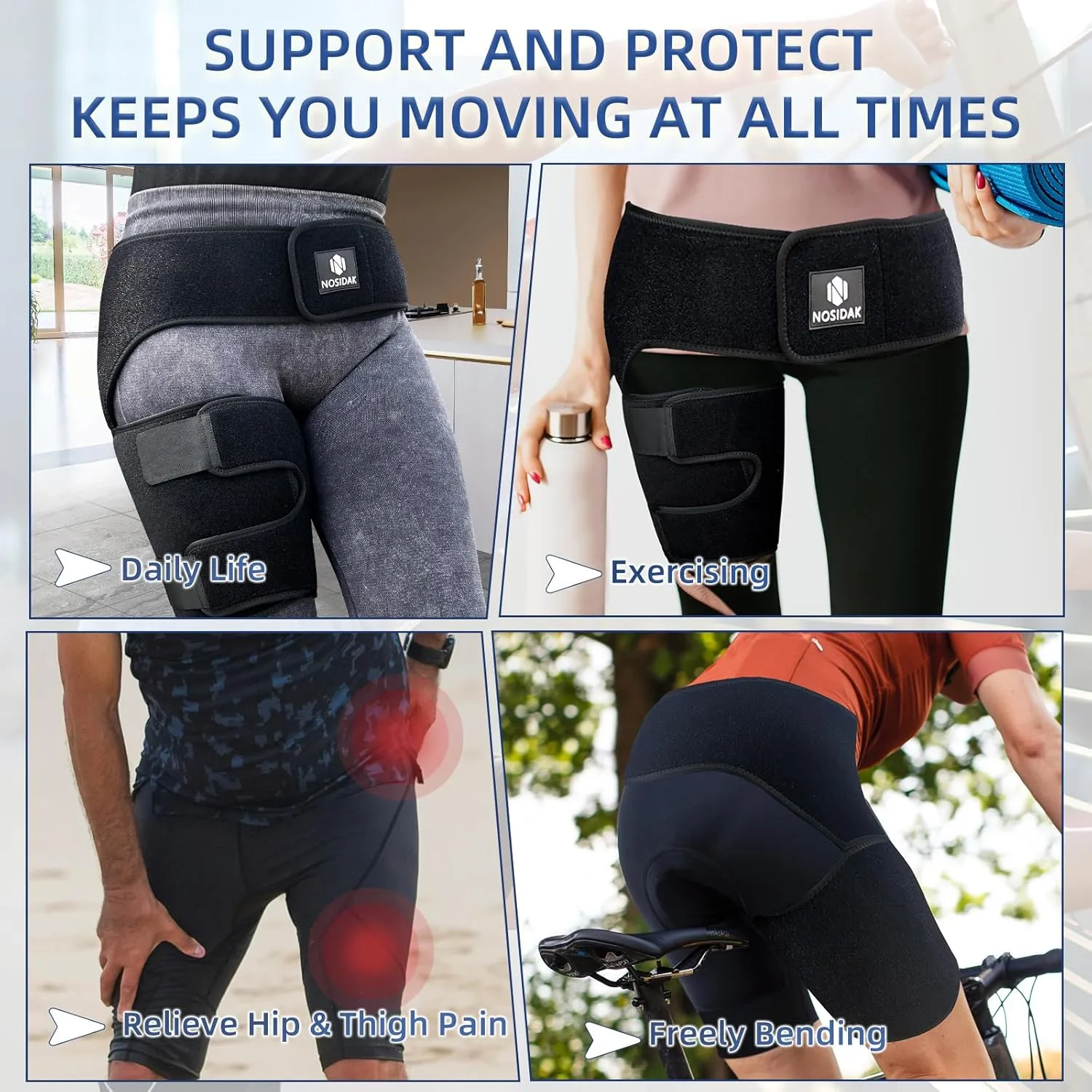 Hip Brace for Sciatica Pain Relief Thigh Compression Sleeve Groin Brace Sacroiliac Belt Support for SI Joint, Sciatic Nerve, Hip Replacement, Arthritis, Bursitis for Men Women - Left