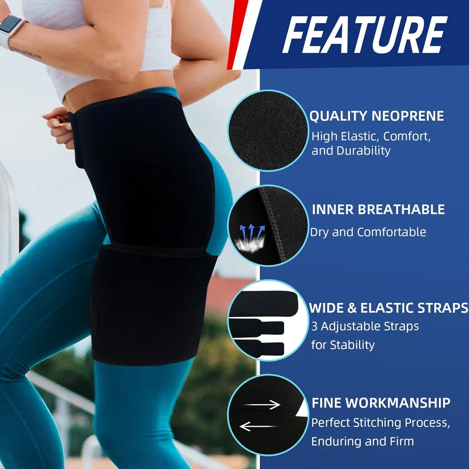 Hip Brace for Sciatica Pain Relief Thigh Compression Sleeve Groin Brace Sacroiliac Belt Support for SI Joint, Sciatic Nerve, Hip Replacement, Arthritis, Bursitis for Men Women - Left