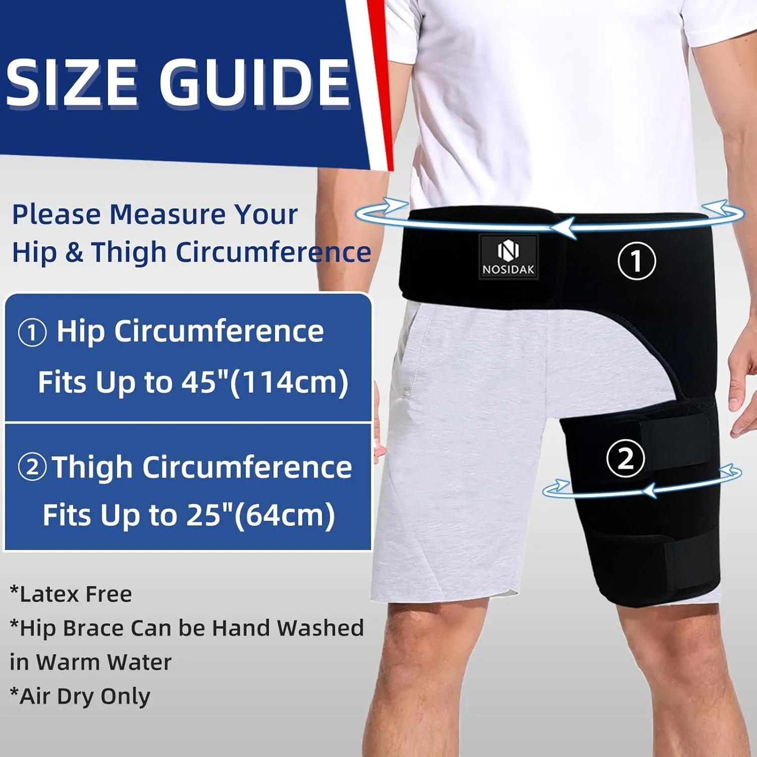 Hip Brace for Sciatica Pain Relief Thigh Compression Sleeve Groin Brace Sacroiliac Belt Support for SI Joint, Sciatic Nerve, Hip Replacement, Arthritis, Bursitis for Men Women - Left