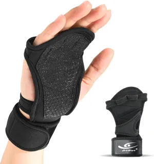 HiRui Ventilated Workout Gloves with Wrist Wraps - Non-Slip Palm