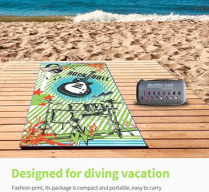 Hiturbo Microfiber Beach Towel,(71"x35") Oversized Sand Free Travel Towels Fast Drying Swimming Towel, Lightweight Compact Camping Towel Super Absorbent Pool Towel