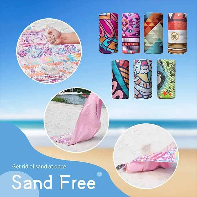 Hiturbo Microfiber Beach Towel,(71"x35") Oversized Sand Free Travel Towels Fast Drying Swimming Towel, Lightweight Compact Camping Towel Super Absorbent Pool Towel