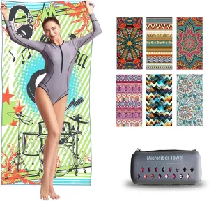 Hiturbo Microfiber Beach Towel,(71"x35") Oversized Sand Free Travel Towels Fast Drying Swimming Towel, Lightweight Compact Camping Towel Super Absorbent Pool Towel