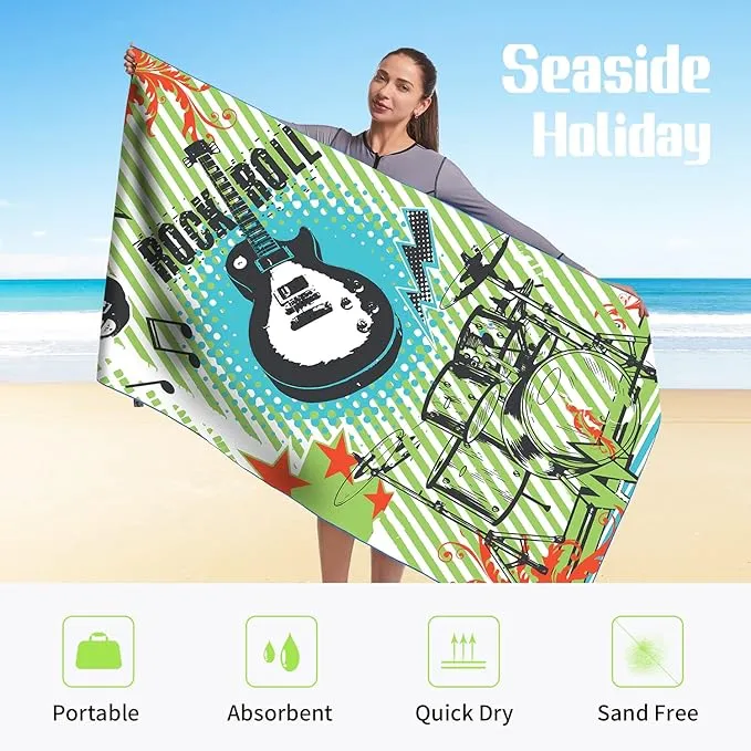 Hiturbo Microfiber Beach Towel,(71"x35") Oversized Sand Free Travel Towels Fast Drying Swimming Towel, Lightweight Compact Camping Towel Super Absorbent Pool Towel