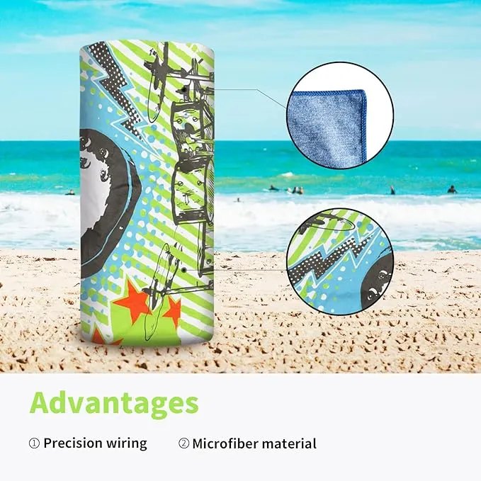 Hiturbo Microfiber Beach Towel,(71"x35") Oversized Sand Free Travel Towels Fast Drying Swimming Towel, Lightweight Compact Camping Towel Super Absorbent Pool Towel