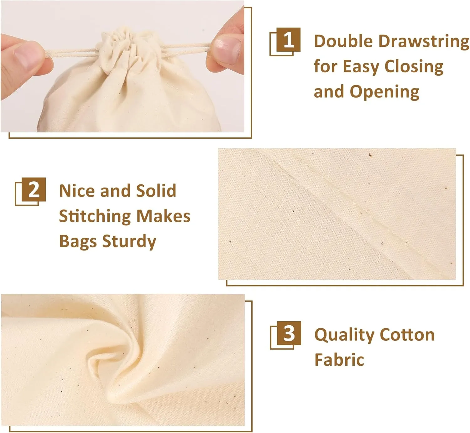Hopttreely 20PCS Cotton Reusable Produce Bags, 4X6inch Muslin Bags with Drawstrings for Shopping & Storage, 100% Natural Cotton, Biodegradable Linen