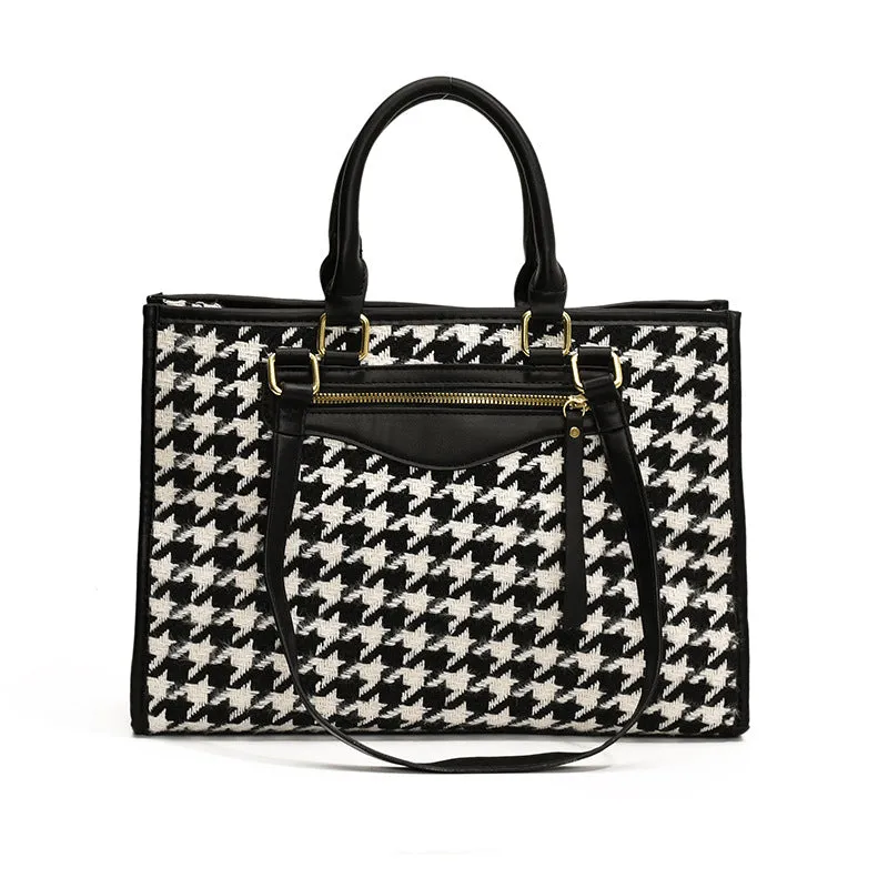 Houndstooth Tote Backpack – Chic & Roomy Fall Bag 👜🍂