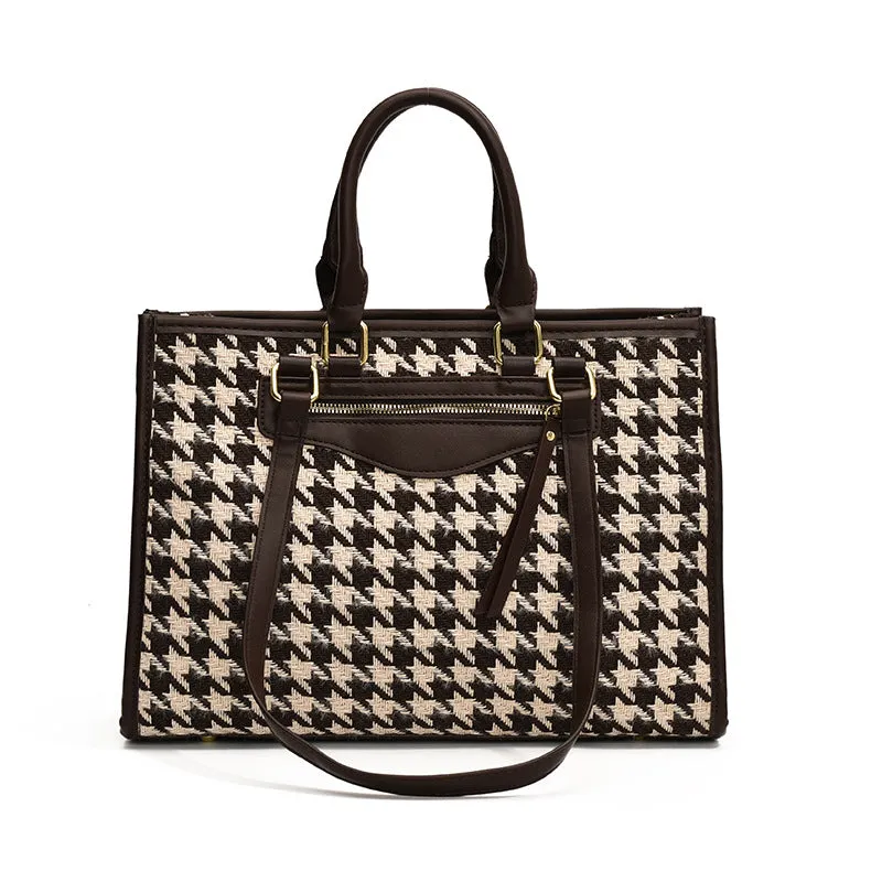 Houndstooth Tote Backpack – Chic & Roomy Fall Bag 👜🍂