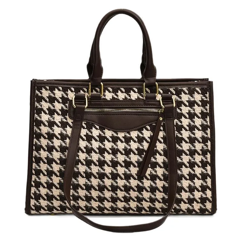 Houndstooth Tote Backpack – Chic & Roomy Fall Bag 👜🍂