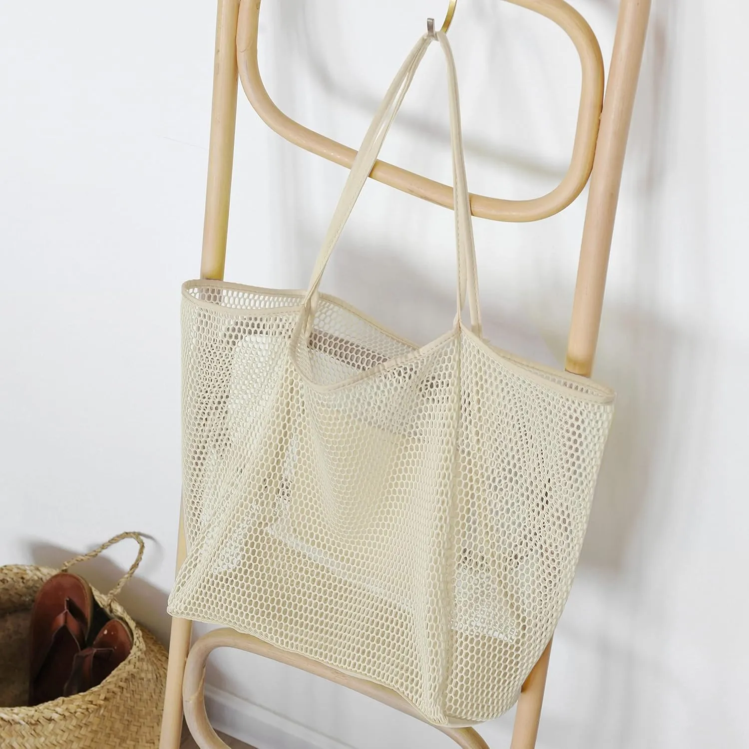 HOXIS Mesh Beach Tote Womens Shoulder Handbag