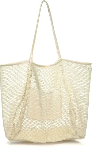 HOXIS Mesh Beach Tote Womens Shoulder Handbag