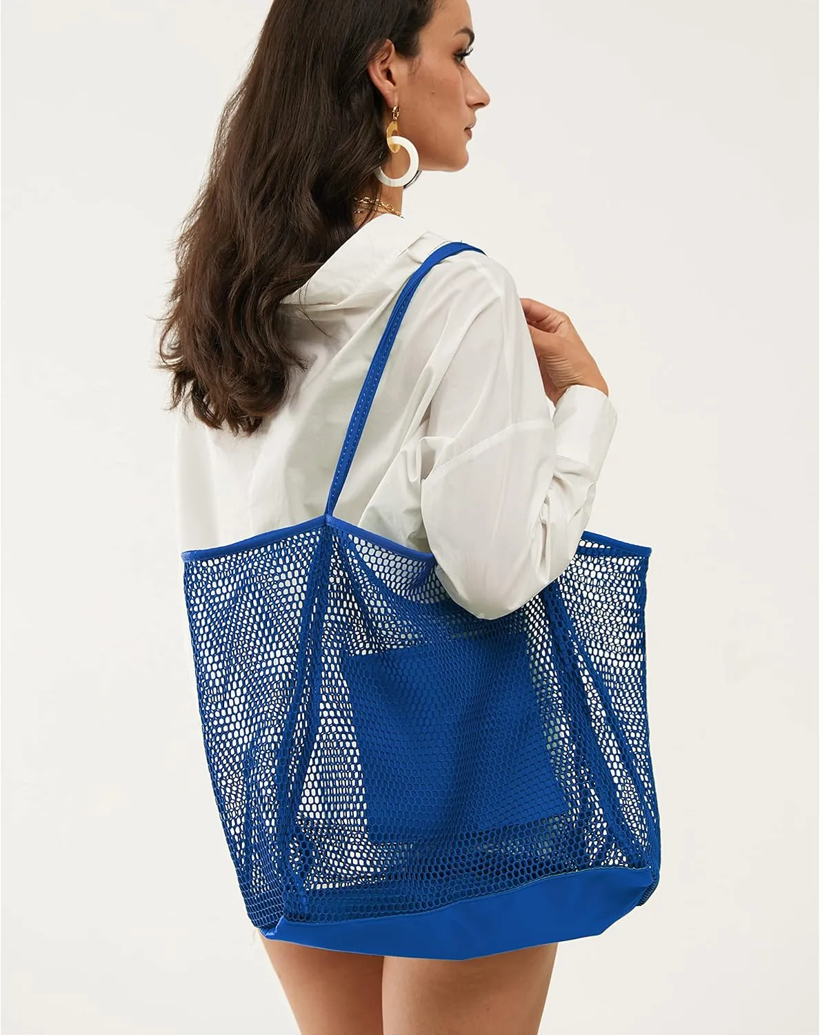 HOXIS Mesh Beach Tote Womens Shoulder Handbag
