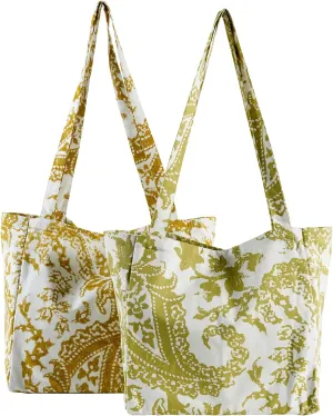 HPD Half Price Drapes Reusable Grocery Shopping Bags, 2 Pack 100% CottonTwill Tote Bags