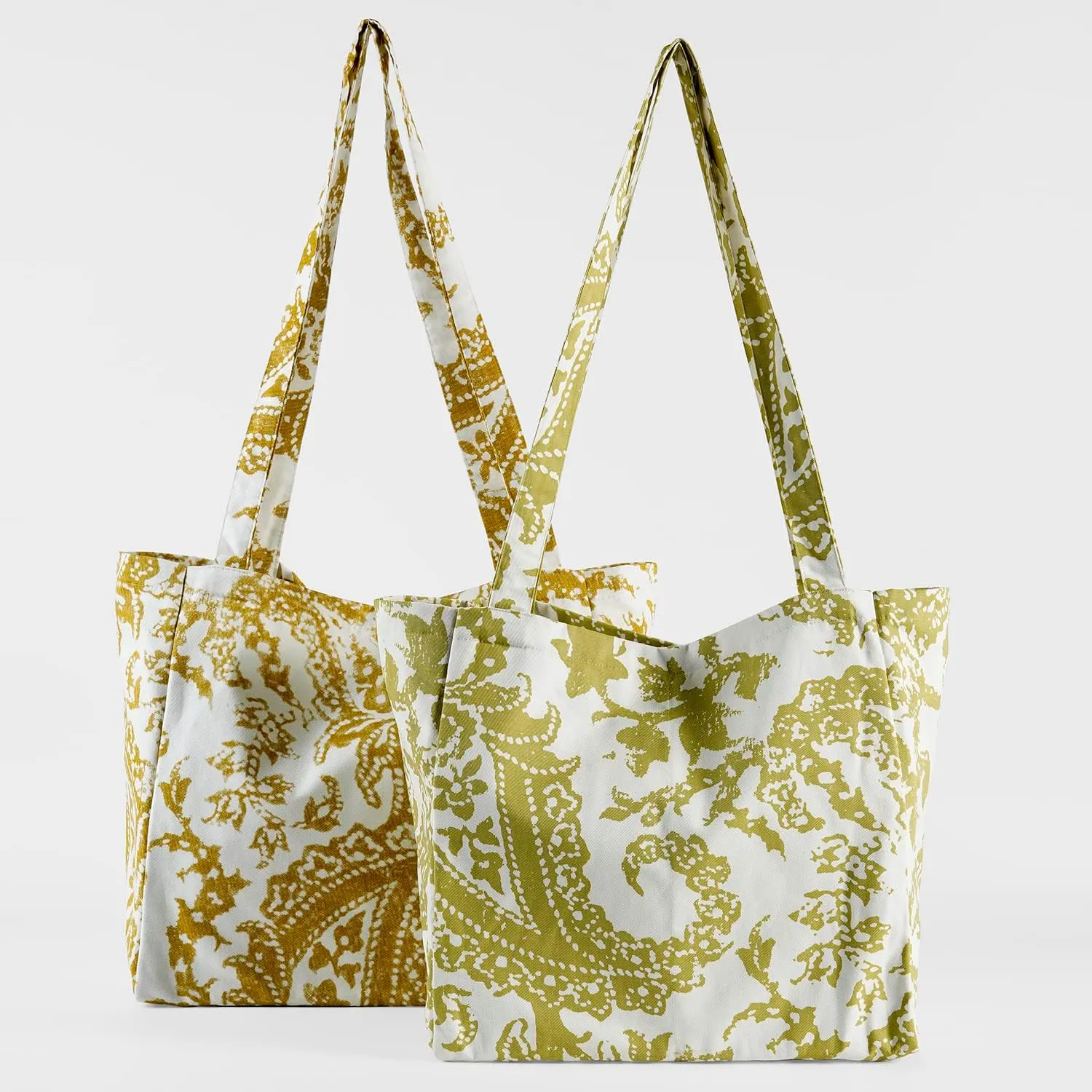 HPD Half Price Drapes Reusable Grocery Shopping Bags, 2 Pack 100% CottonTwill Tote Bags