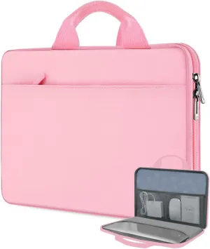 Hseok Laptop Case 13.3-14 inch Briefcase Handbag, Water-Resistant and Shockproof Computer Sleeve Compatible with MacBook Pro 14", Mac Air/Pro 13.3" and 13"-14" Notebooks Chromebooks,Pink