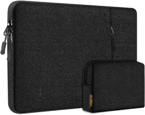 Hseok Laptop Case 14 inch Sleeve with Additional Case, Rainproof & Shockproof Carrying Laptop Cover Portable PC Sleeve Computer Bag for 14" MacBook, HP, Dell Lenovo, Asus, Acer ，Black