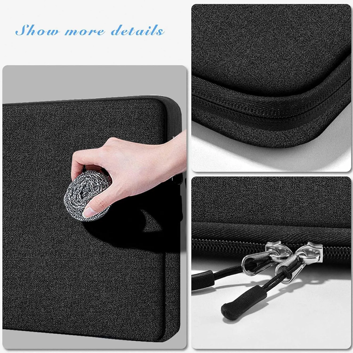 Hseok Laptop Case 14 inch Sleeve with Additional Case, Rainproof & Shockproof Carrying Laptop Cover Portable PC Sleeve Computer Bag for 14" MacBook, HP, Dell Lenovo, Asus, Acer ，Black