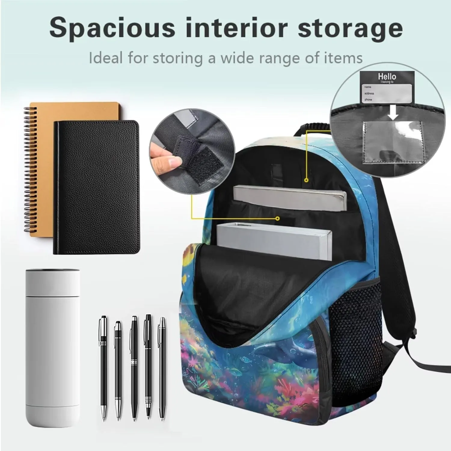 HUGS IDEA 3d Dolphin Girls Backpack for Middle School Girls School Bag with Lunch Box 4 Pcs Set Cute Animal Bookbag for Elementary Girls Casual Knapsack Set with Reusable Lunch Bag