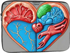 Human Anatomy Heart Chart Prints Portable Laptop Sleeve Case - Shockproof Portable Laptop Sleeve Bag 17 inch for Men and Women Business Travel, Office Daily Use