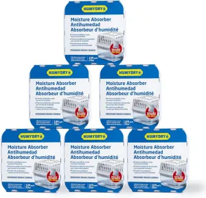 HUMYDRY® - 6-pack of dehumidifying devices with 6 refills in pouch - 8.8 oz - Medium size - Fragrance-free - Ideal for spaces up to 100 sq.ft.