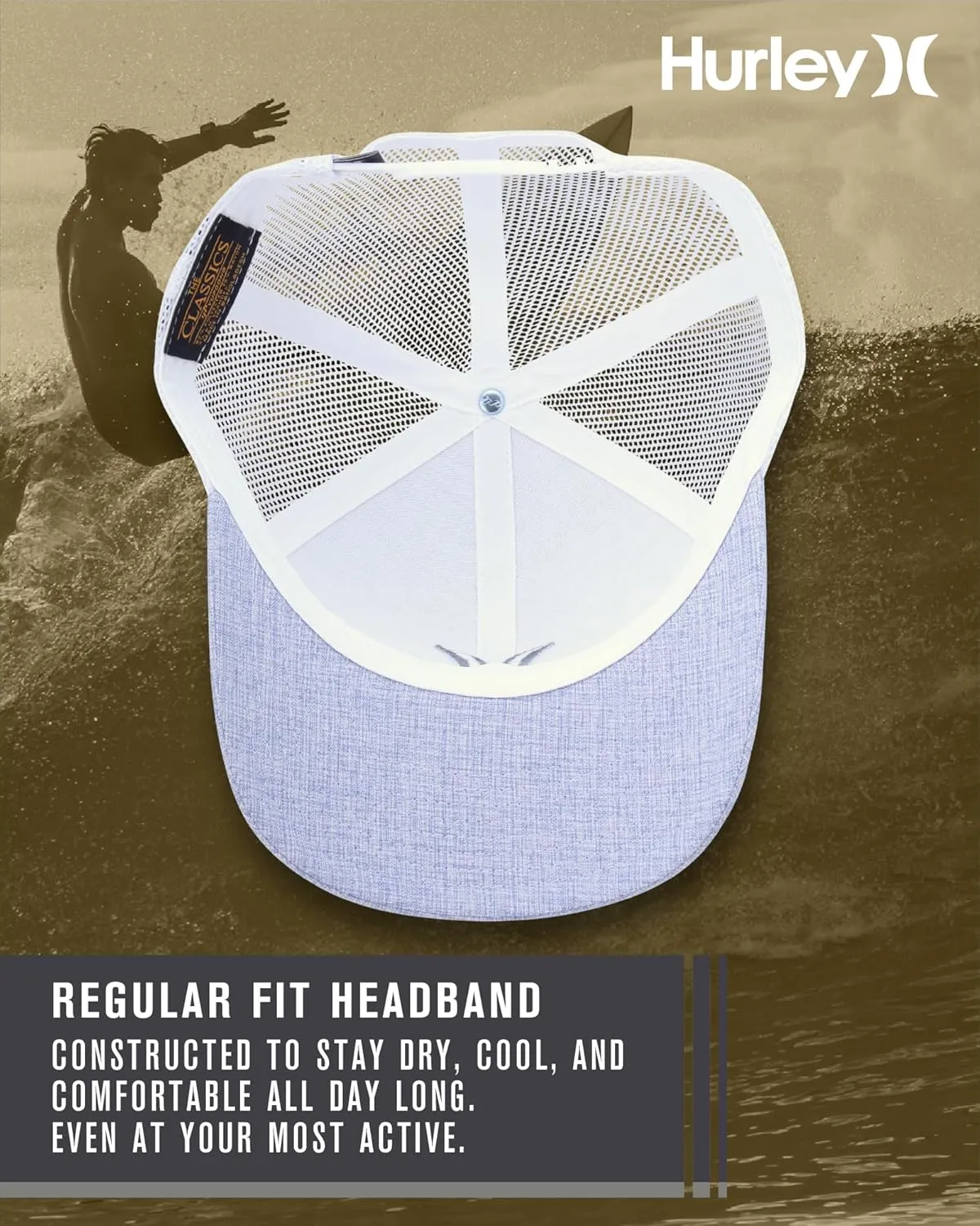 Hurley Men's Caps - Del Mar Mesh Panel Baseball Cap Trucker Hat - Snap Back Hats for Men