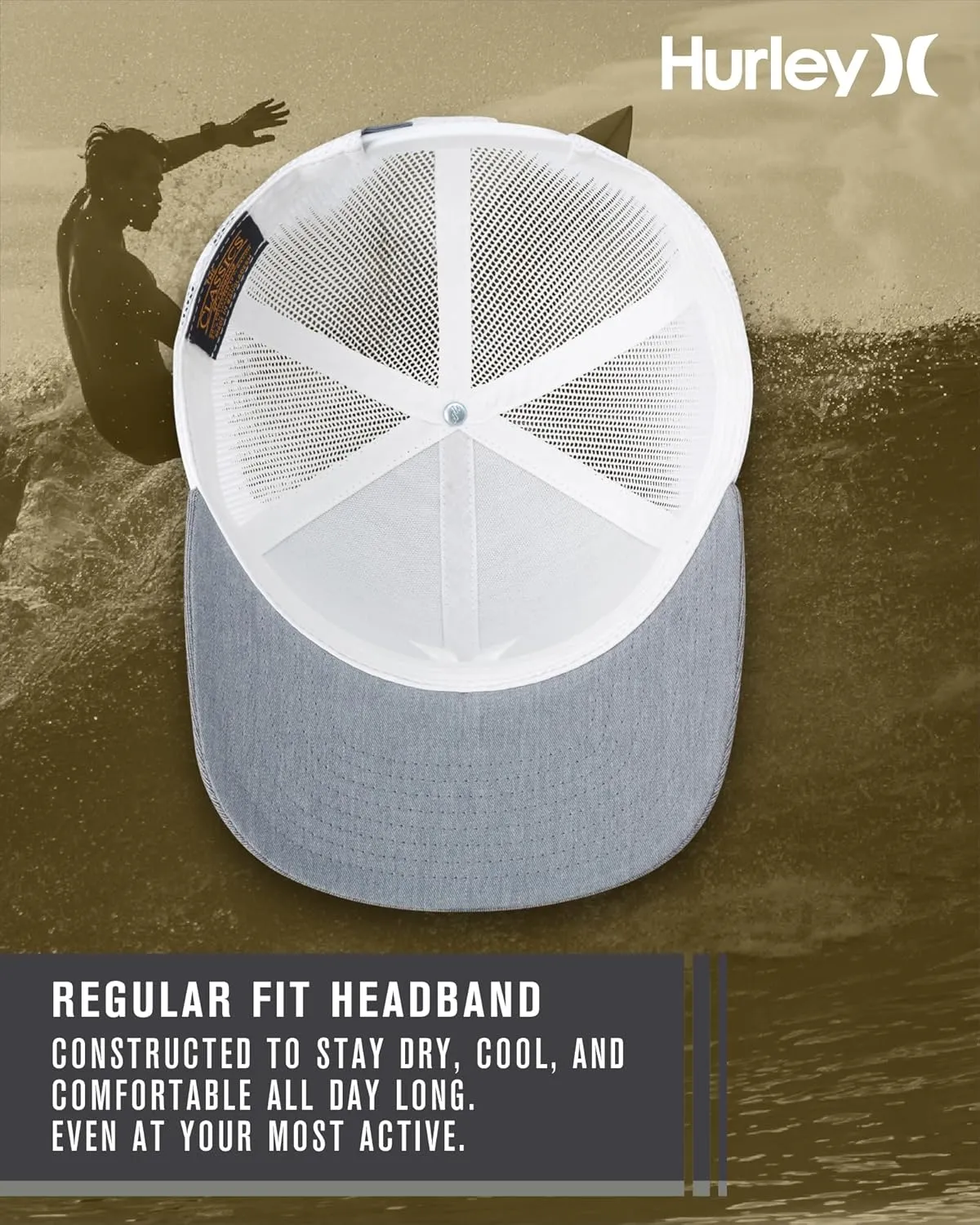 Hurley Men's Caps - Del Mar Mesh Panel Baseball Cap Trucker Hat - Snap Back Hats for Men
