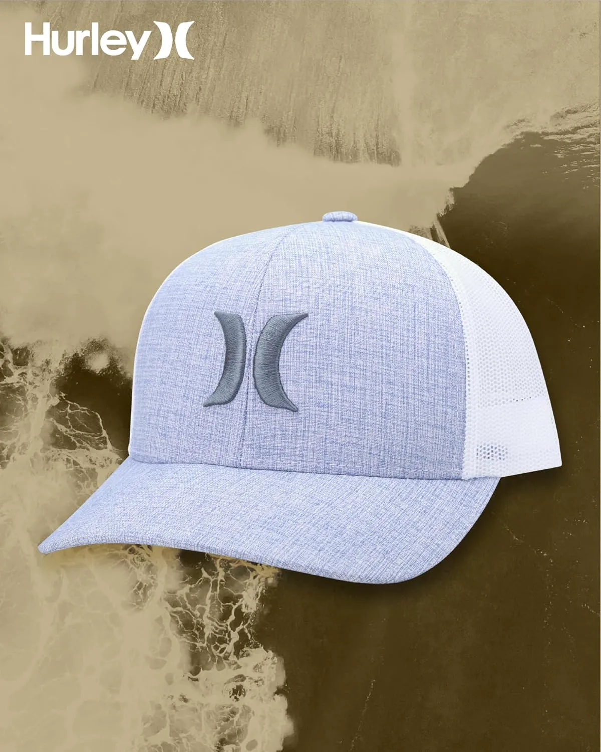 Hurley Men's Caps - Del Mar Mesh Panel Baseball Cap Trucker Hat - Snap Back Hats for Men