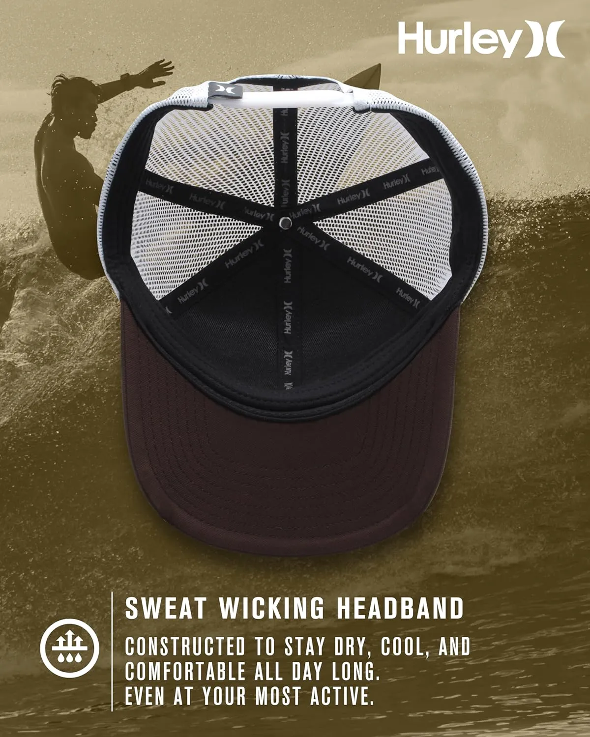 Hurley Men's Snap Back Hats - Fairway Trucker Mesh Baseball Cap Hats for Men
