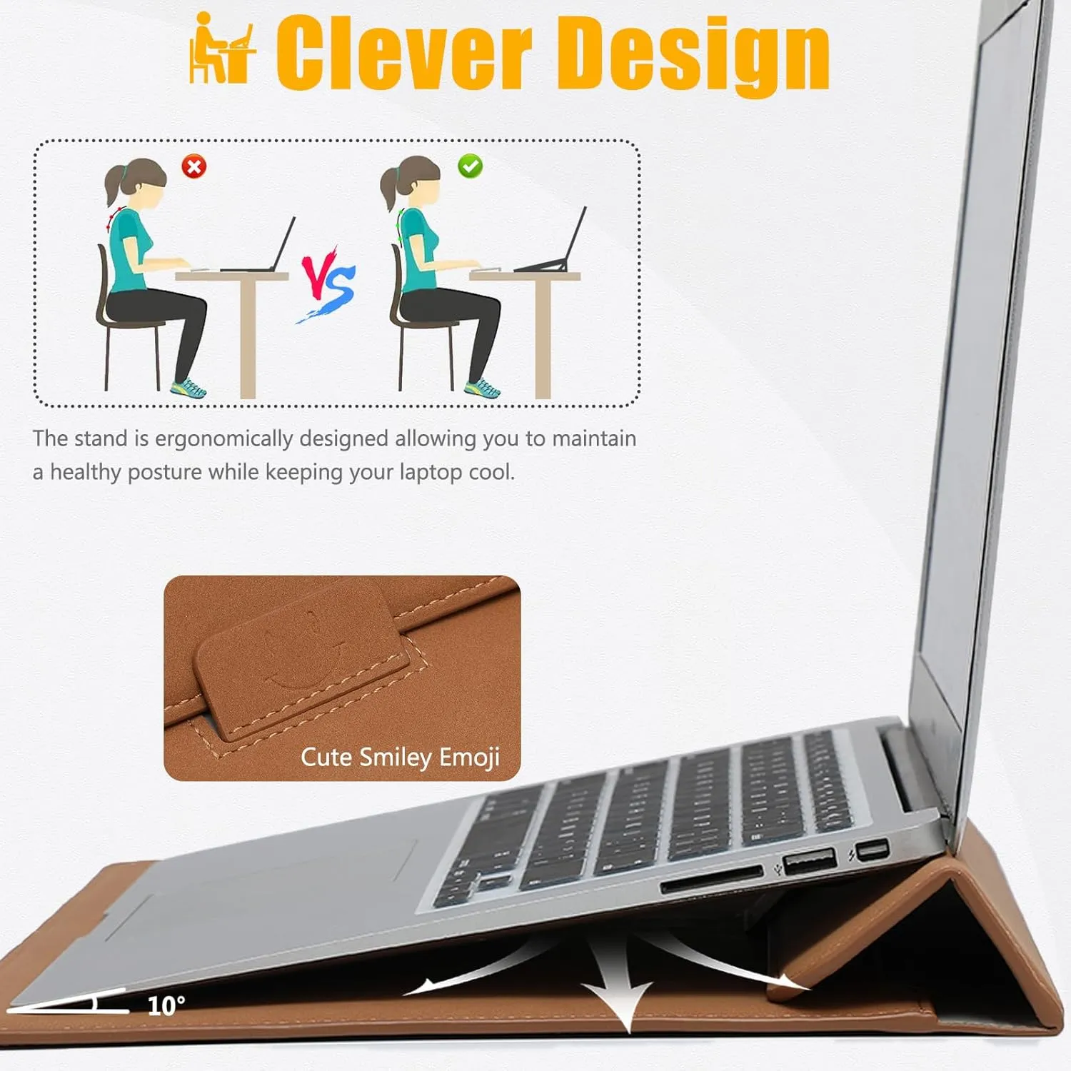 HYZUO 13.3-14 Inch Laptop Sleeve Case with Stand Feature for MacBook Pro 14 M4/M3/M2/M1 Pro/Max 2024-2021, MacBook Pro/Air 13.3, 13.5-13.8 Surface Laptop, HP Specter X360 13/14, Brown