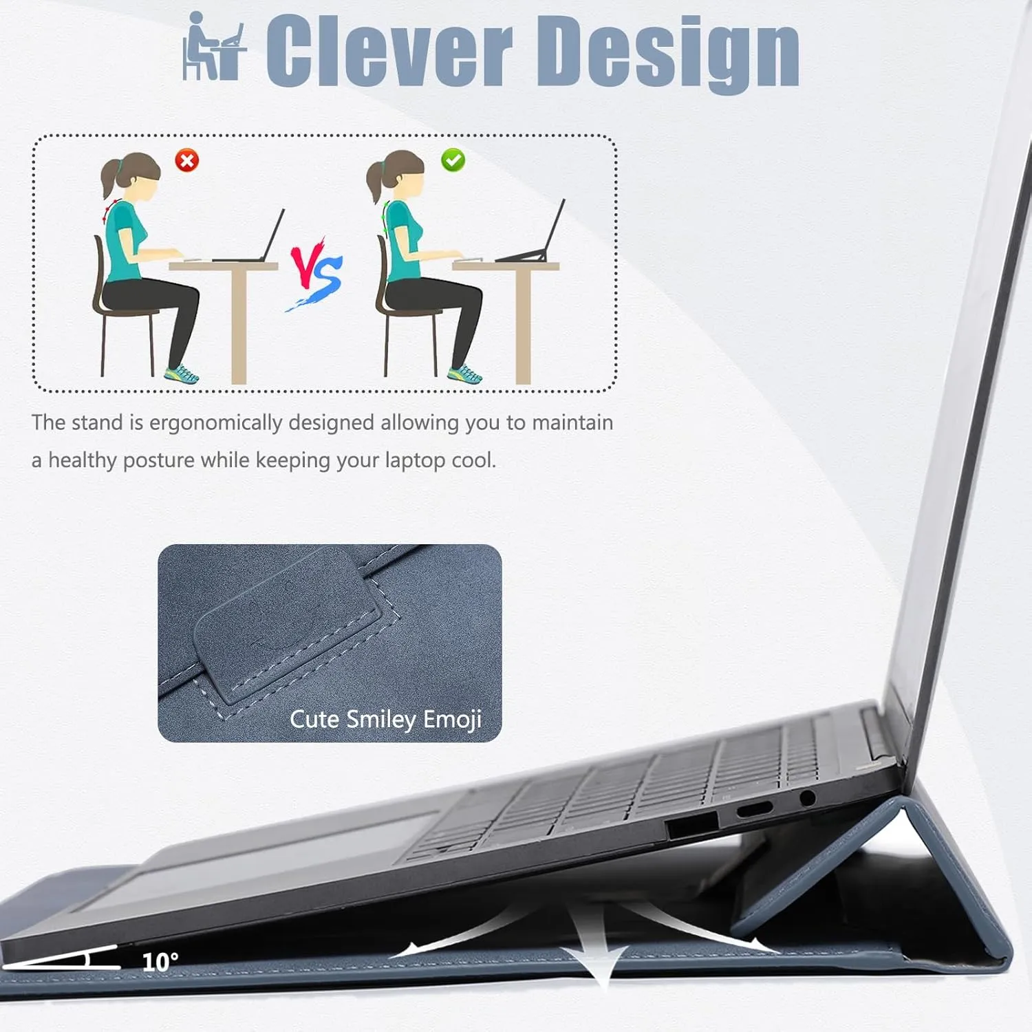HYZUO 13.3-14 Inch Laptop Sleeve Case with Stand Feature for MacBook Pro 14 M4/M3/M2/M1 Pro/Max 2024-2021, MacBook Pro/Air 13.3, 13.5-13.8 Surface Laptop, HP Specter X360 13/14, Haze Blue