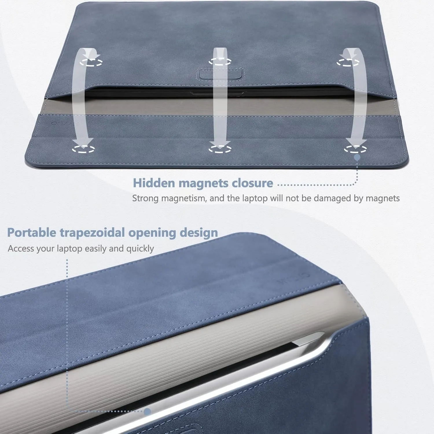 HYZUO 13.3-14 Inch Laptop Sleeve Case with Stand Feature for MacBook Pro 14 M4/M3/M2/M1 Pro/Max 2024-2021, MacBook Pro/Air 13.3, 13.5-13.8 Surface Laptop, HP Specter X360 13/14, Haze Blue