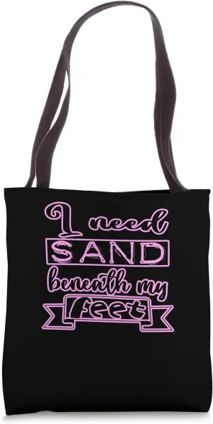 I need Sand Beneath My Feet Beach Ocean Volleyball pink Tote Bag
