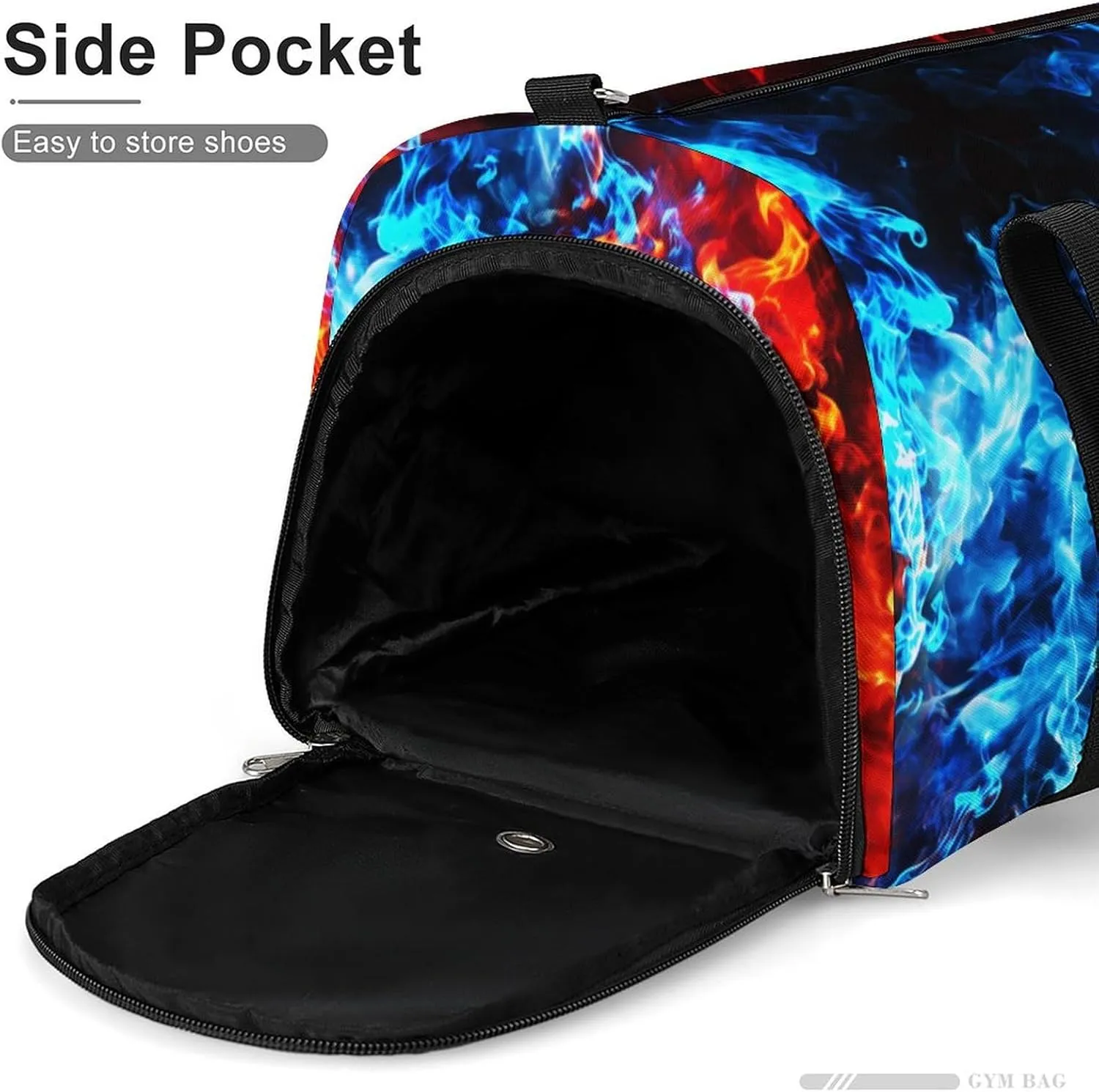 Ice and Fire Skull Sport Gym Duffle Travel Bag with Shoe Compartment,Wet Pocket for Men and Women