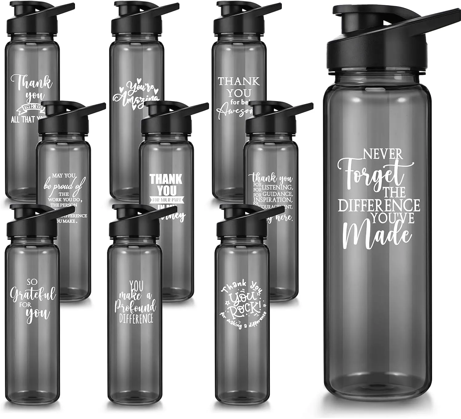 Inbagi 10 Pcs Thank You Water Bottles CNA Week Gifts Bulk 2025 Appreciation Gifts for CNA Employee Coworker Staff 24 oz Plastic Leak Proof Cup Adult Graduation Presents