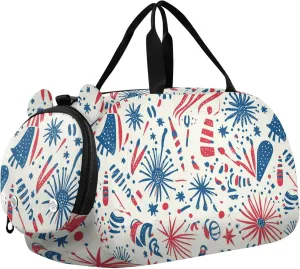 Indenpendence Day Small Gym Bag with Shoes Compartment Large Capacity Weekend Travel Bag for School Practice, Sports, Travel