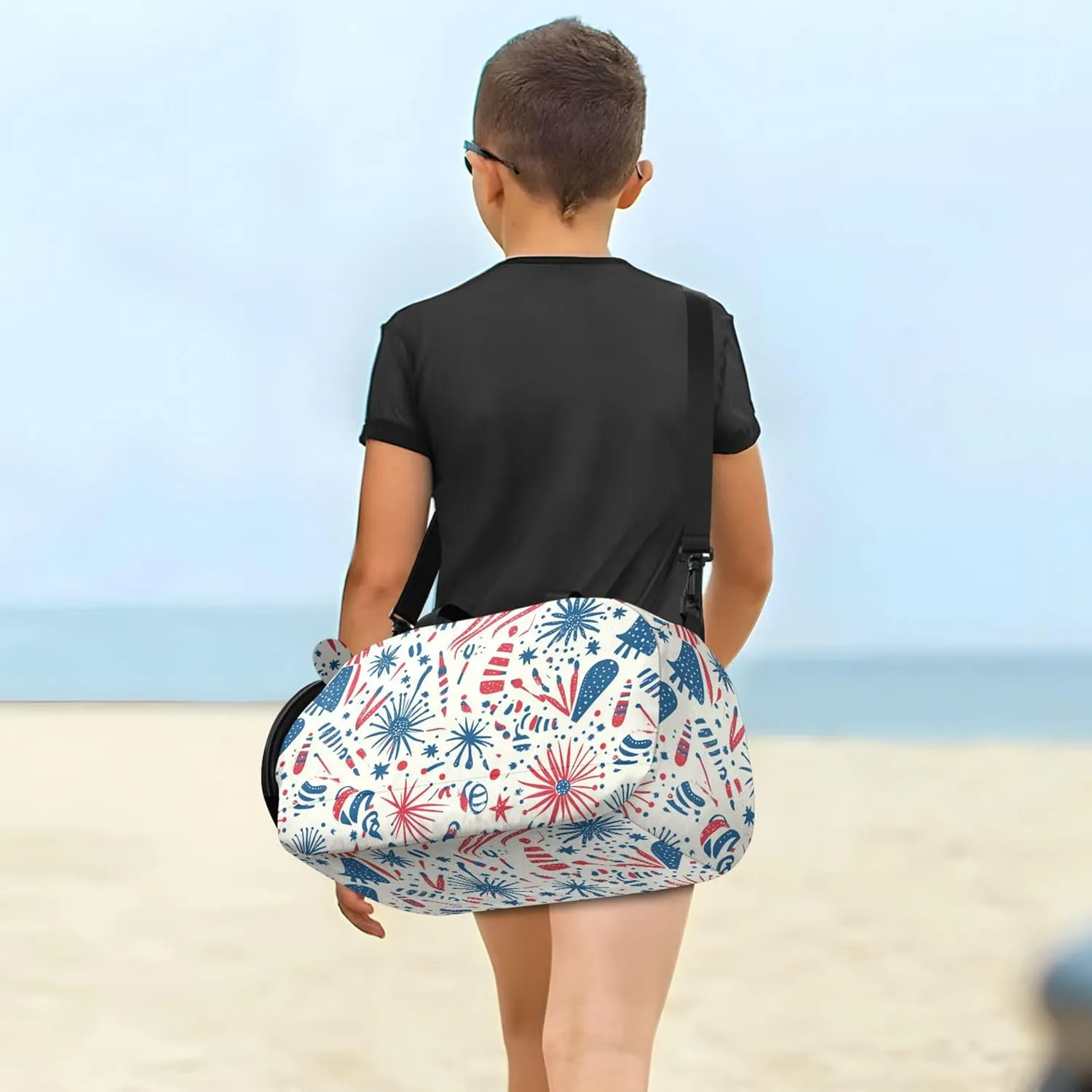Indenpendence Day Small Gym Bag with Shoes Compartment Large Capacity Weekend Travel Bag for School Practice, Sports, Travel