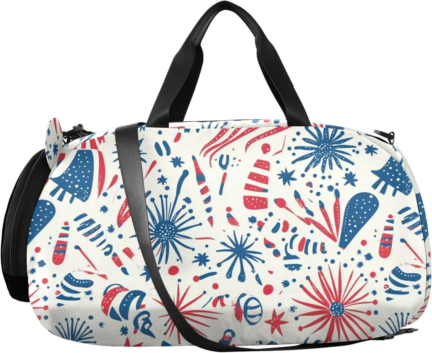 Indenpendence Day Small Gym Bag with Shoes Compartment Large Capacity Weekend Travel Bag for School Practice, Sports, Travel