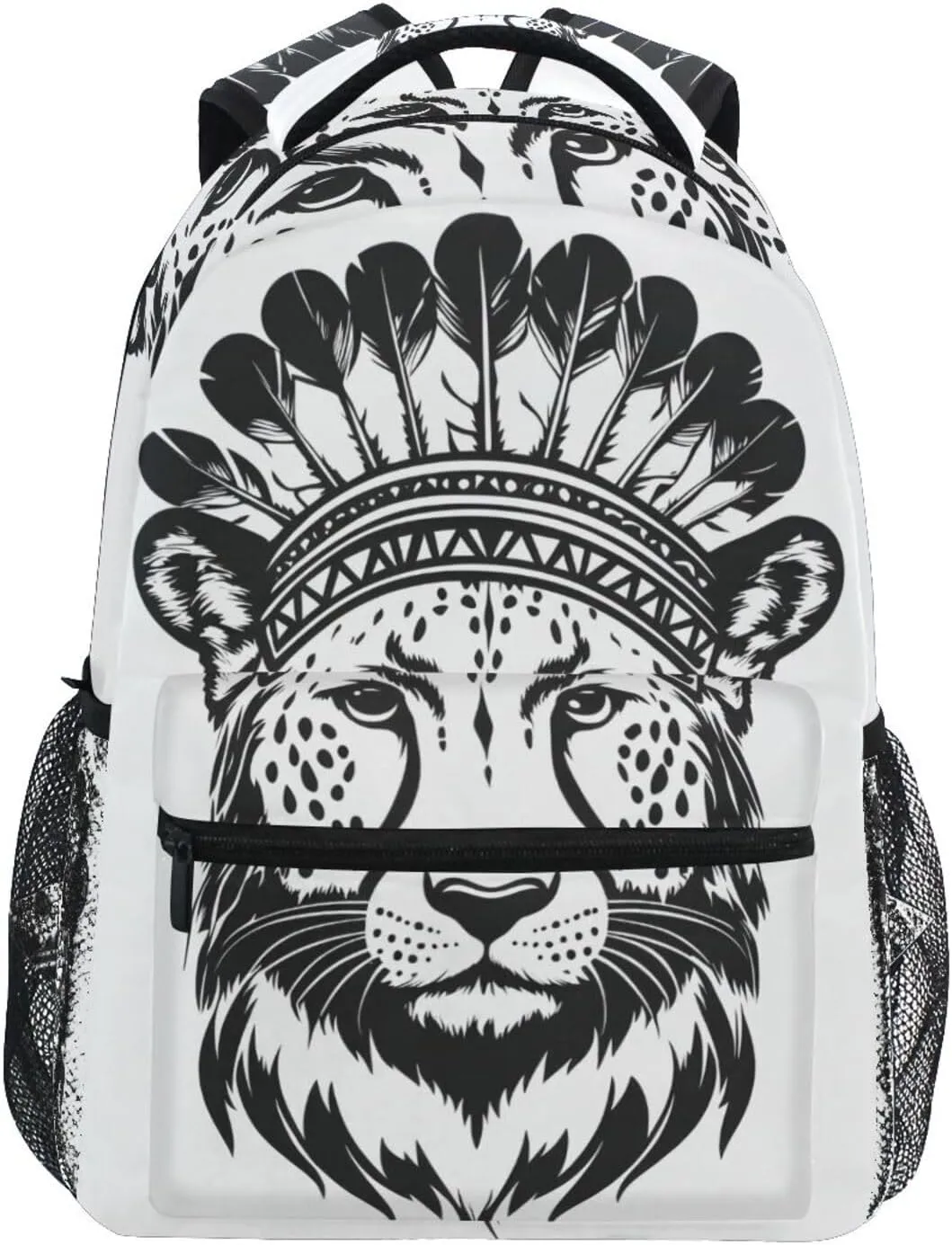 Indian Tribal Leopard Backpack 3rd 4th 5th Grade School Bookbag Travel Laptop Daypack Bag Purse for Boys Girls Teens