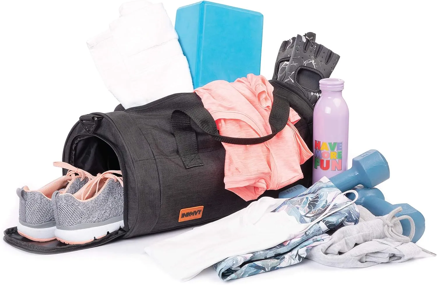 INK IVY Water Resistant Gym Bag with Separate Shoes Compartment