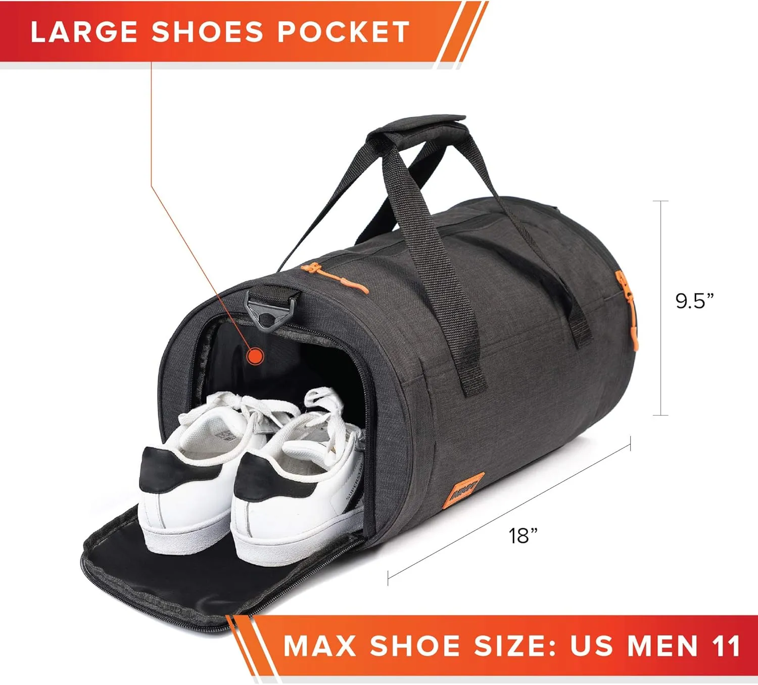 INK IVY Water Resistant Gym Bag with Separate Shoes Compartment
